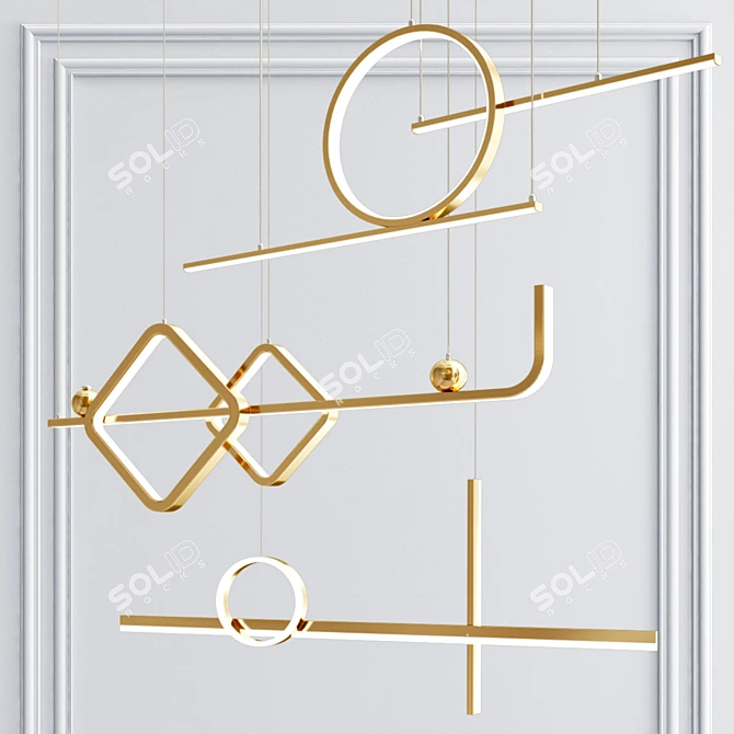 Lux Gold & Black Pendant Lamps 3D model image 3