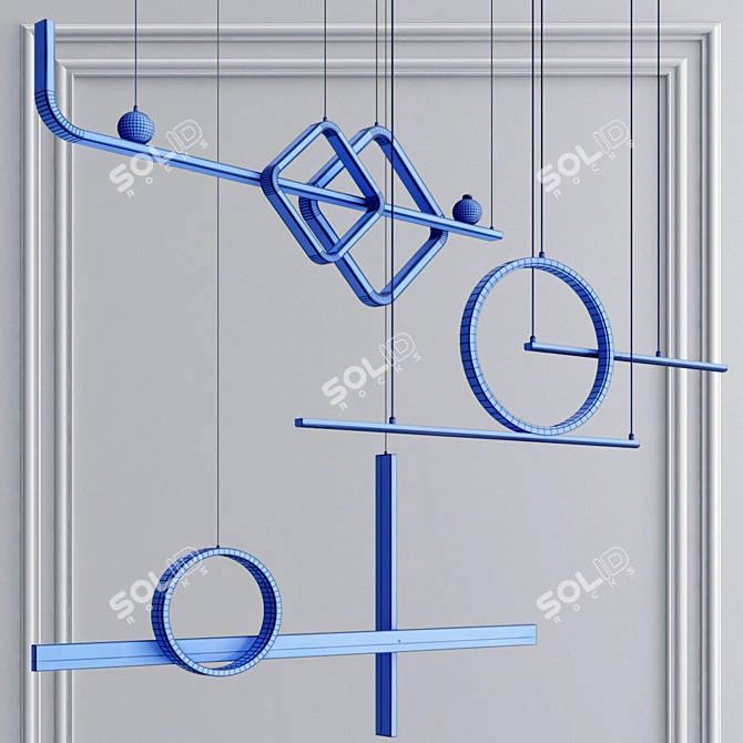 Lux Gold & Black Pendant Lamps 3D model image 4