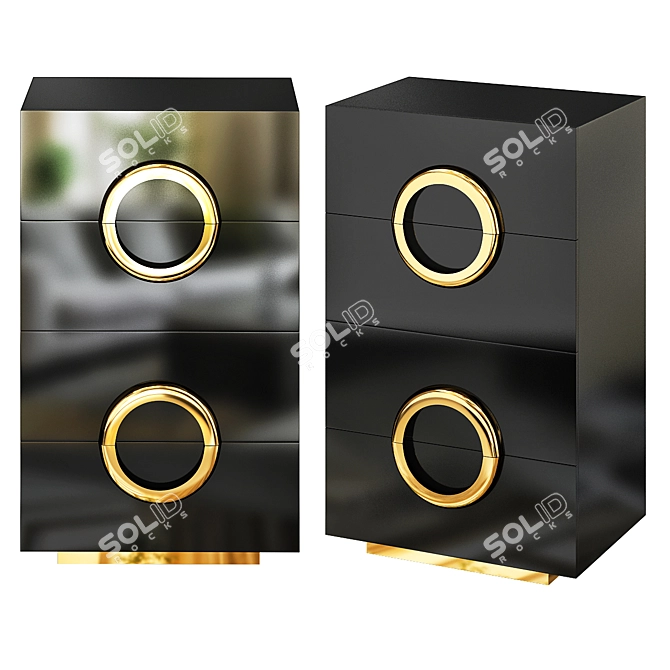 Sleek Black Gold Accent Chest 3D model image 1