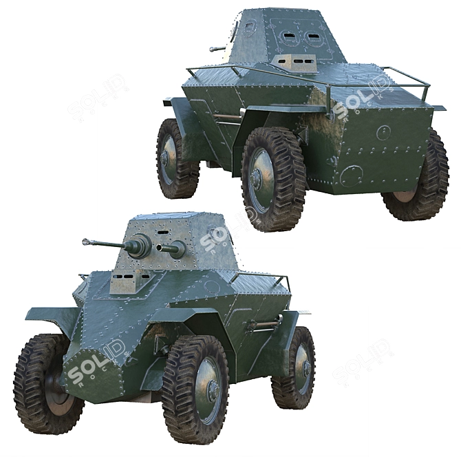 Vintage Hungarian Csaba Armored Car 3D model image 1