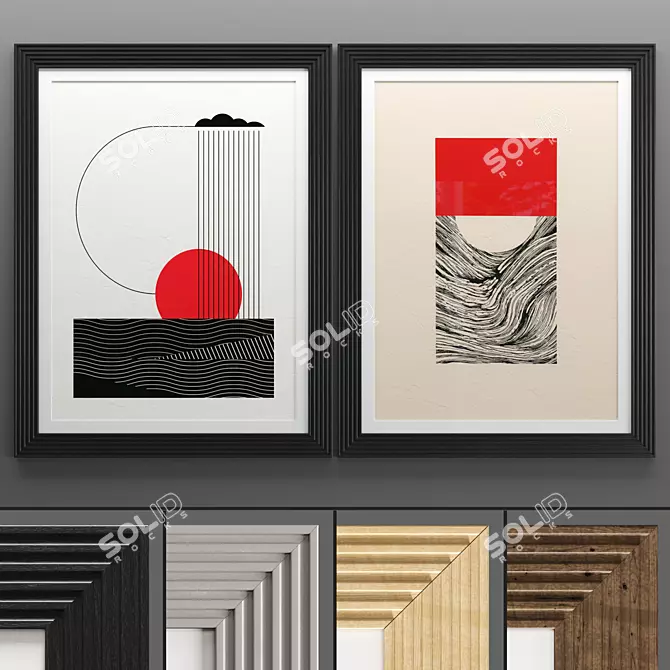  Elegant Art Frame Set 3D model image 1