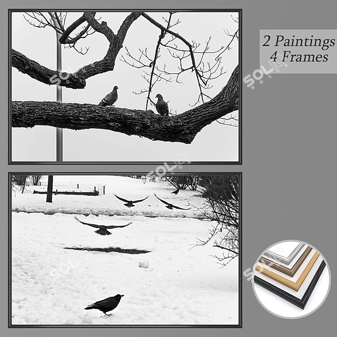 Elegant Wall Art Set with Multiple Frame Options 3D model image 1