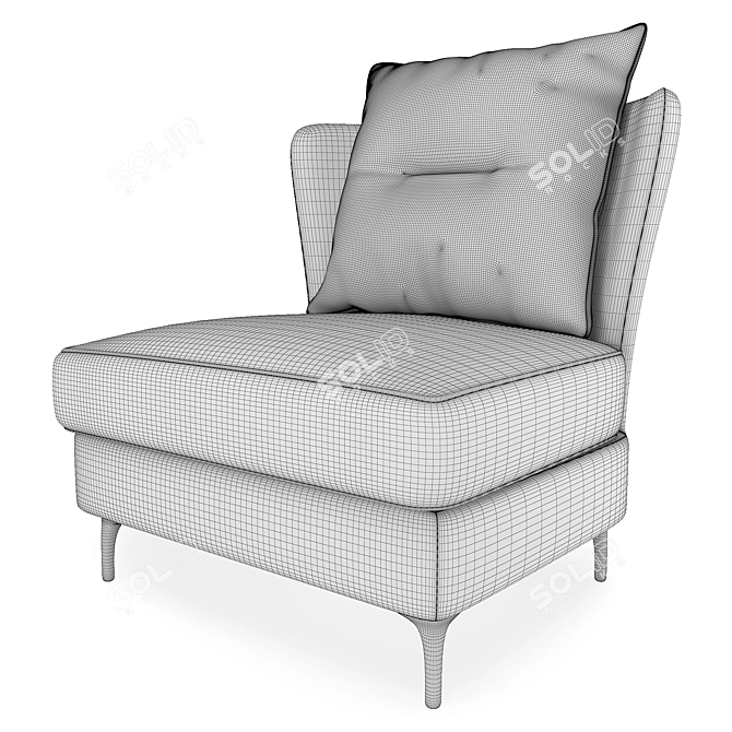 Elegant Voltaire Armchair 3D model image 5