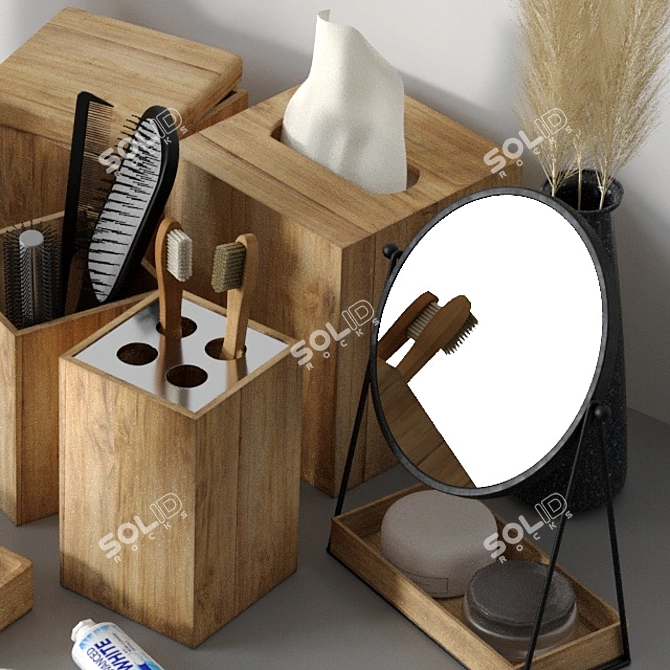 Incredible Wooden Bath Set 3D model image 10