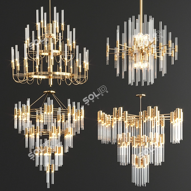 Exquisite Chandelier Collection: Gala, Quebec, Burj, Waterfall 3D model image 1