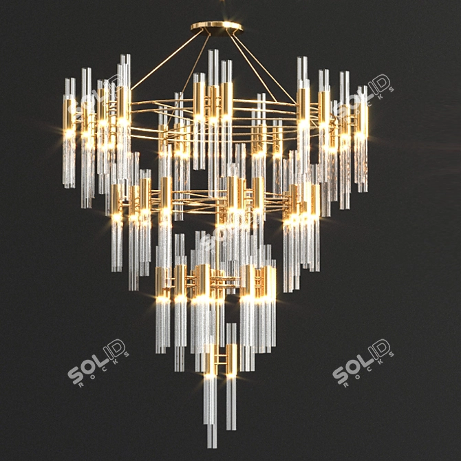 Exquisite Chandelier Collection: Gala, Quebec, Burj, Waterfall 3D model image 2