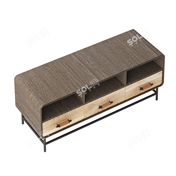 French Oak Bobbin Media Console 3D model image 2