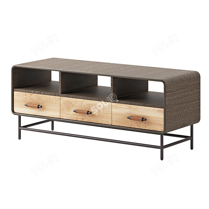 French Oak Bobbin Media Console 3D model image 3