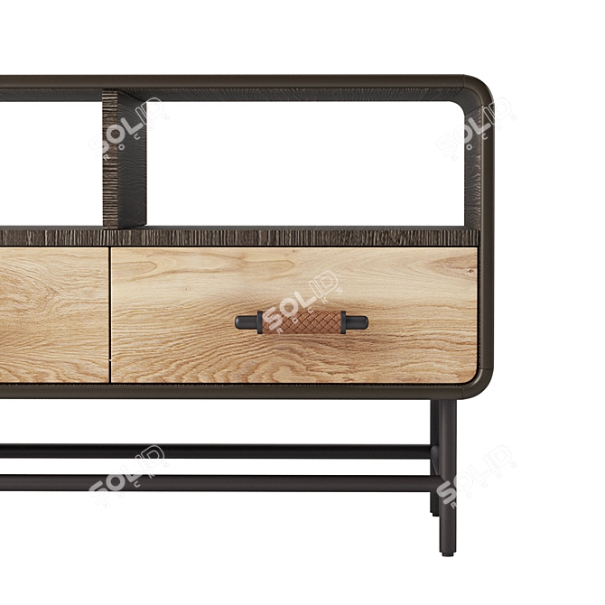 French Oak Bobbin Media Console 3D model image 4