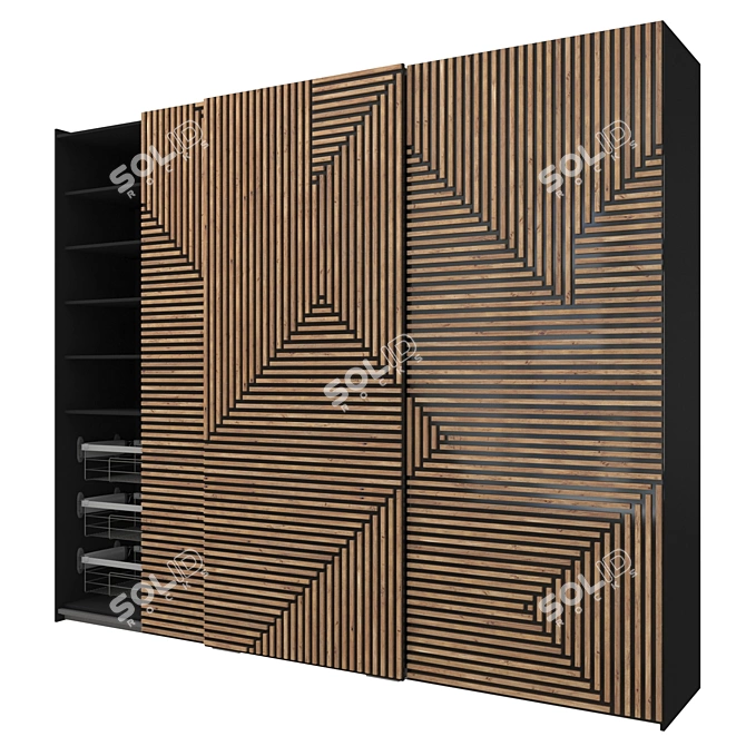 Modern Sliding Wardrobe with PS10 Cinetto System 3D model image 1