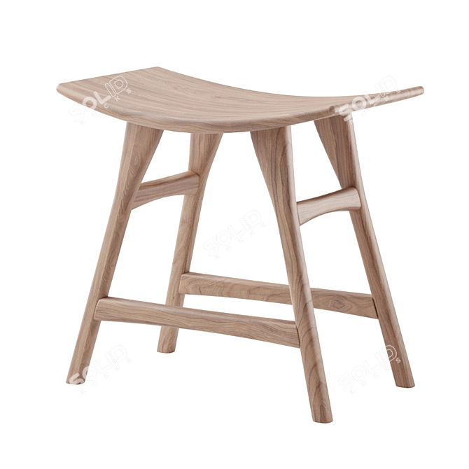 Versatile Oak Osso Stool 3D model image 1