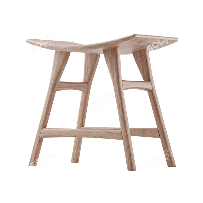 Versatile Oak Osso Stool 3D model image 3