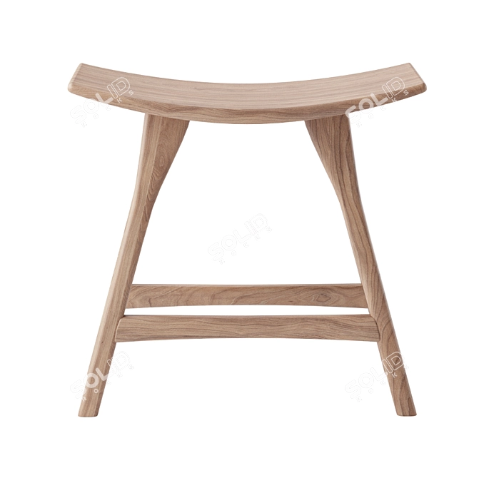 Versatile Oak Osso Stool 3D model image 4