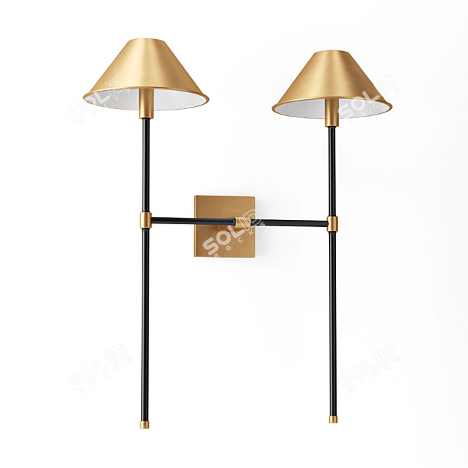 Minimalist Brass and Steel Sconce 3D model image 1