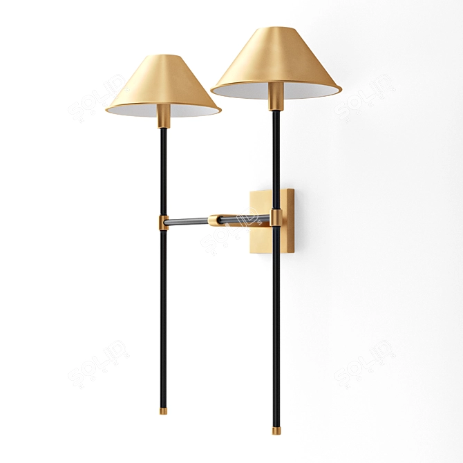 Minimalist Brass and Steel Sconce 3D model image 3