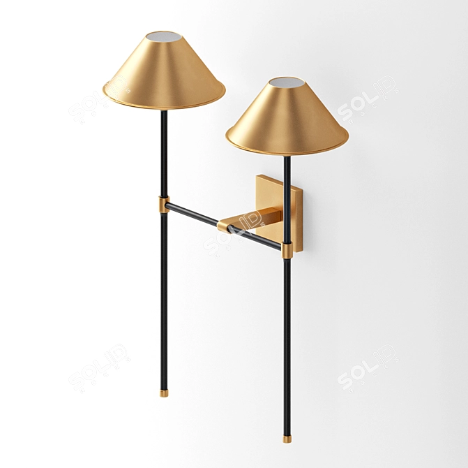 Minimalist Brass and Steel Sconce 3D model image 4