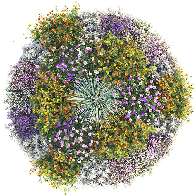 Beautiful Blooming 4m Flower Bed 3D model image 7