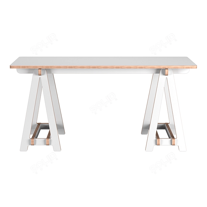 Birch Plywood Trestle Table 3D model image 2