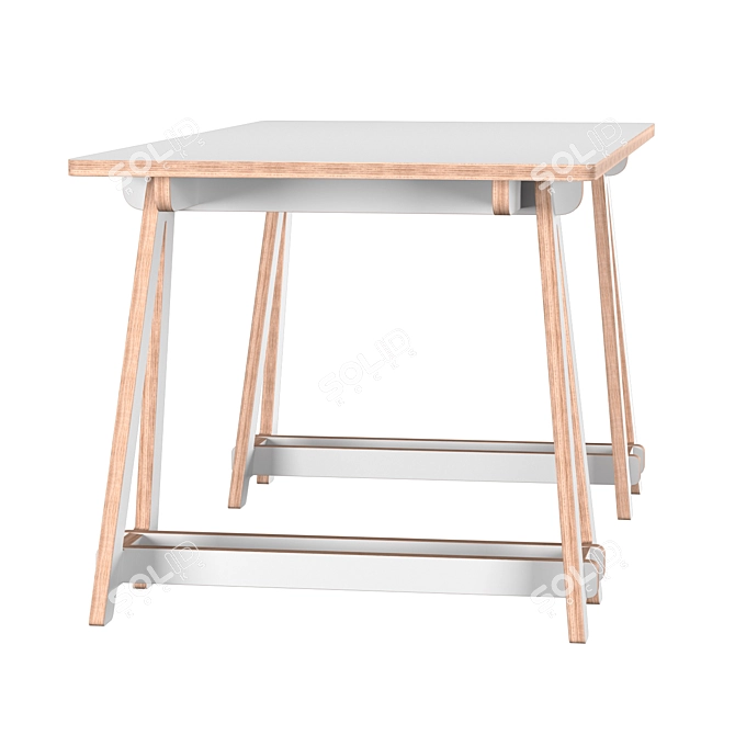 Birch Plywood Trestle Table 3D model image 3