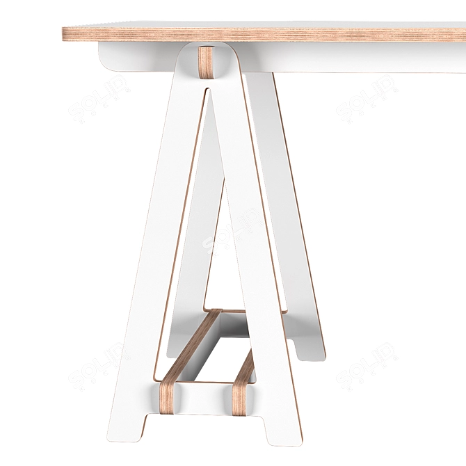 Birch Plywood Trestle Table 3D model image 4