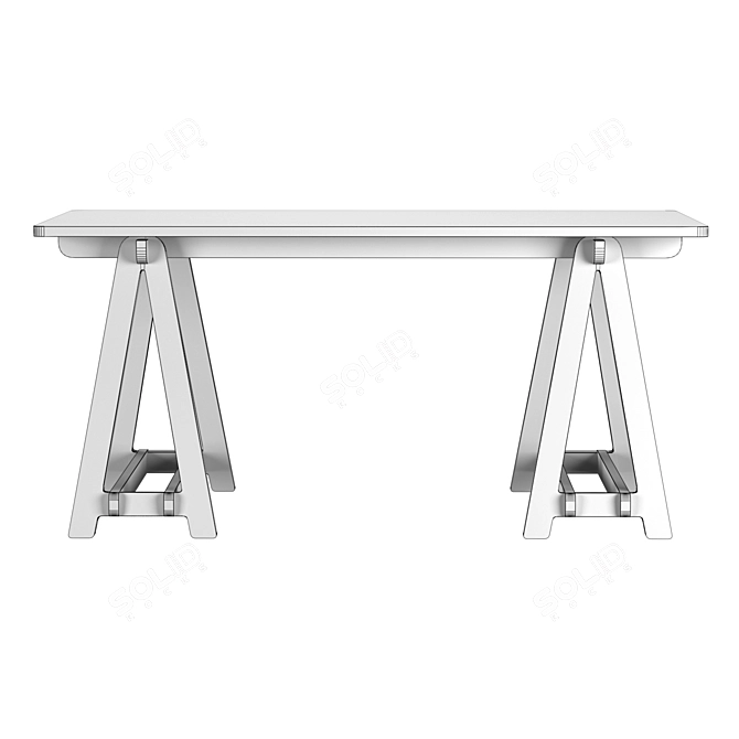 Birch Plywood Trestle Table 3D model image 5