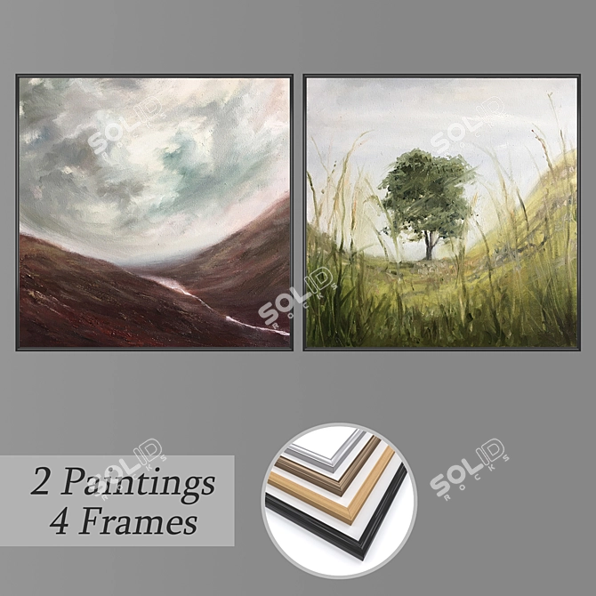 Artistic Wall Paintings Set 3D model image 1