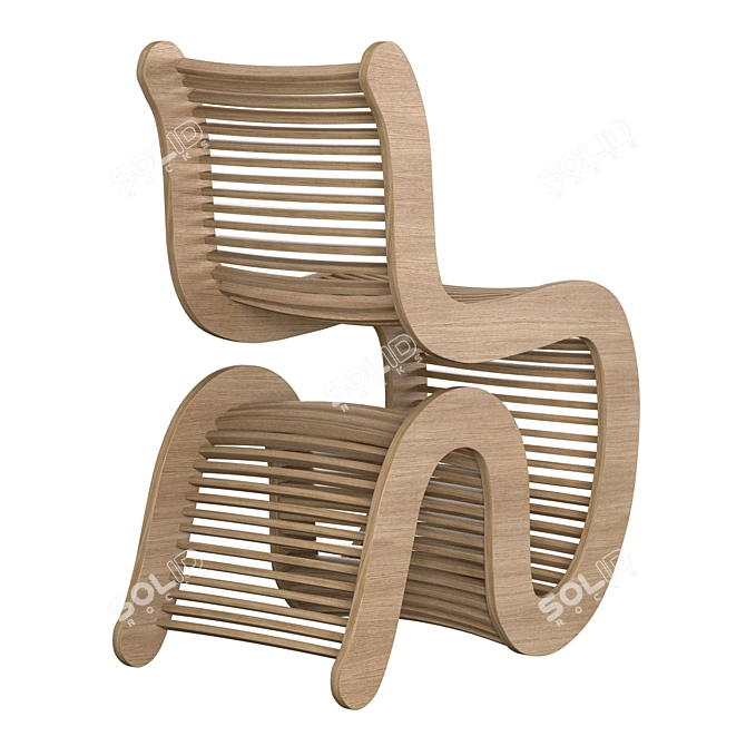 Elegant Birch Spline Chair 3D model image 3