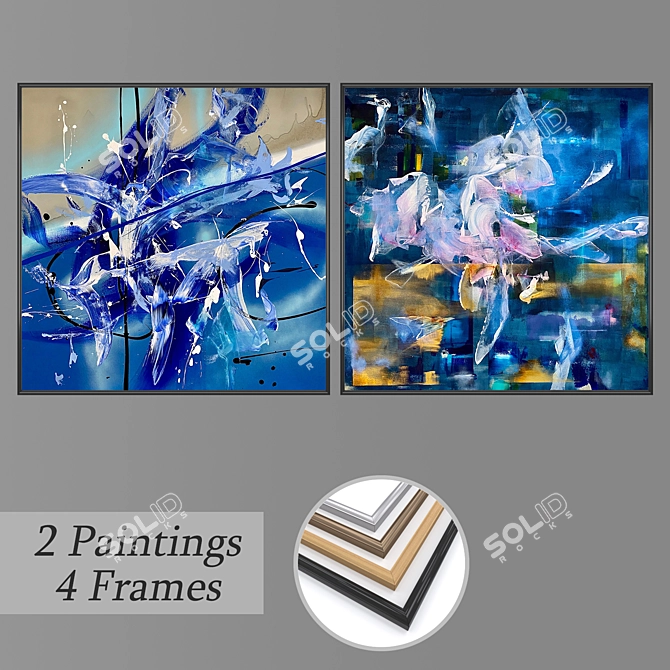 Elegant Set of Wall Paintings 3D model image 1