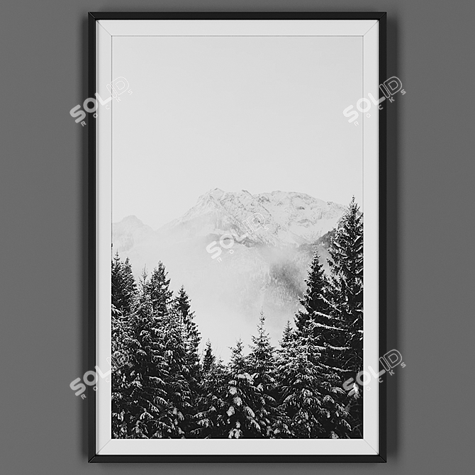 Sleek Black Framed Artwork 3D model image 1