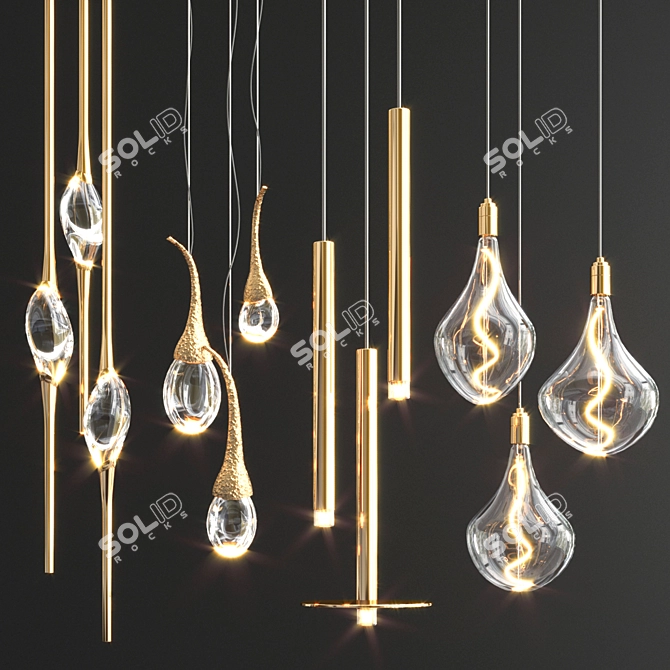 Elegant Hanging Light Set 3D model image 1