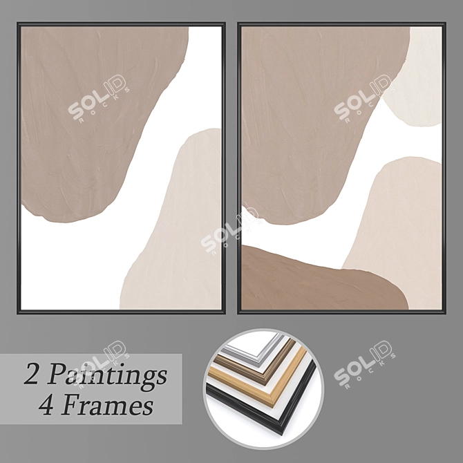 Multiframed Wall Paintings Set 3D model image 1