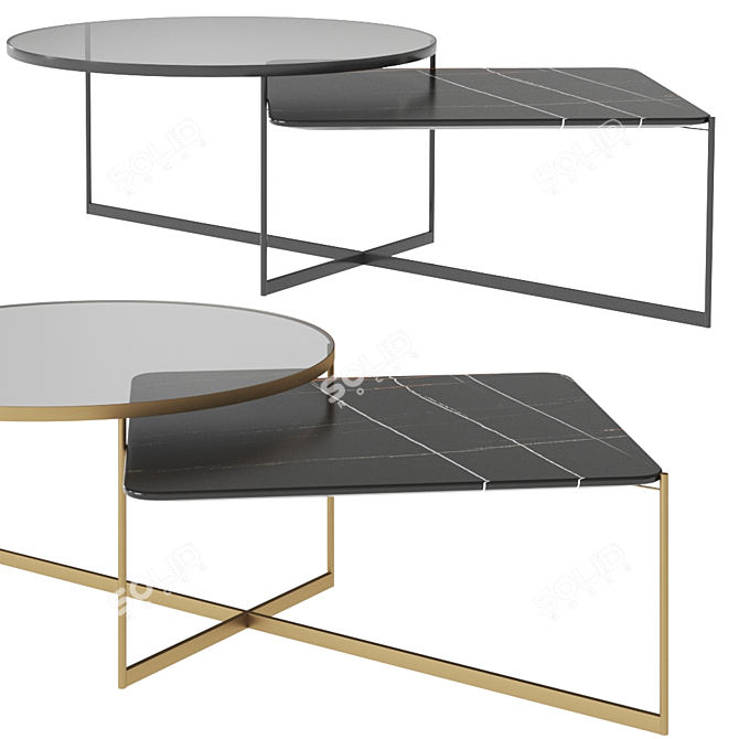 Modern Mohana Glass Marble Side Table 3D model image 1