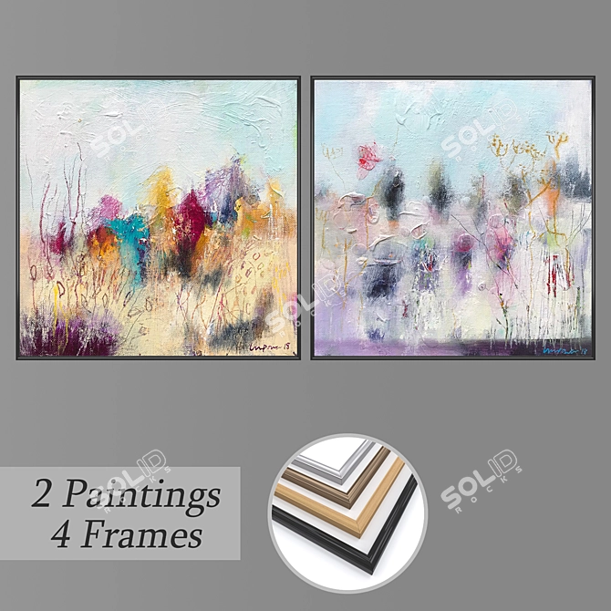 Abstract Wall Painting Set 3D model image 1