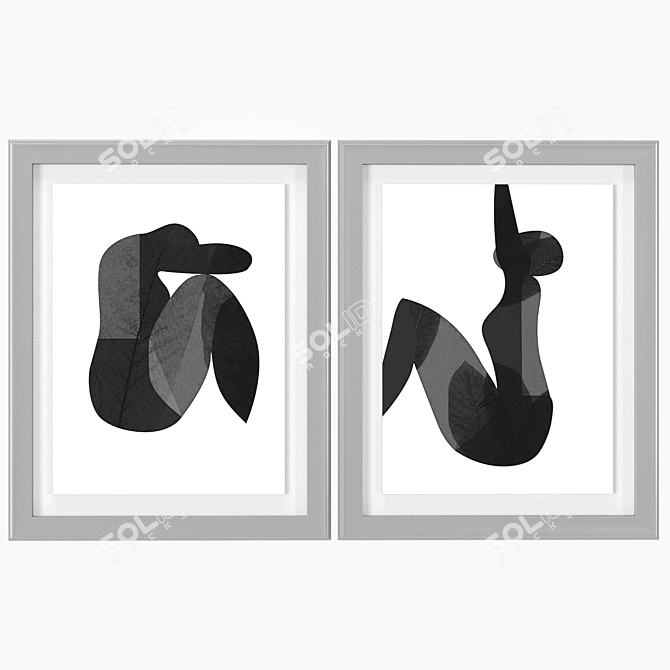 Abstract Nude Woman Framed Art 3D model image 2