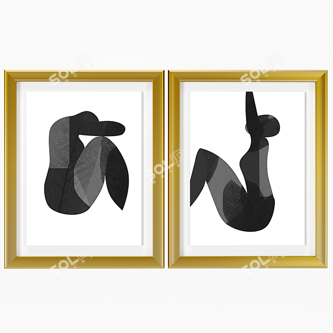 Abstract Nude Woman Framed Art 3D model image 4