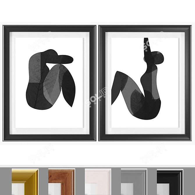 Abstract Nude Woman Framed Art 3D model image 5
