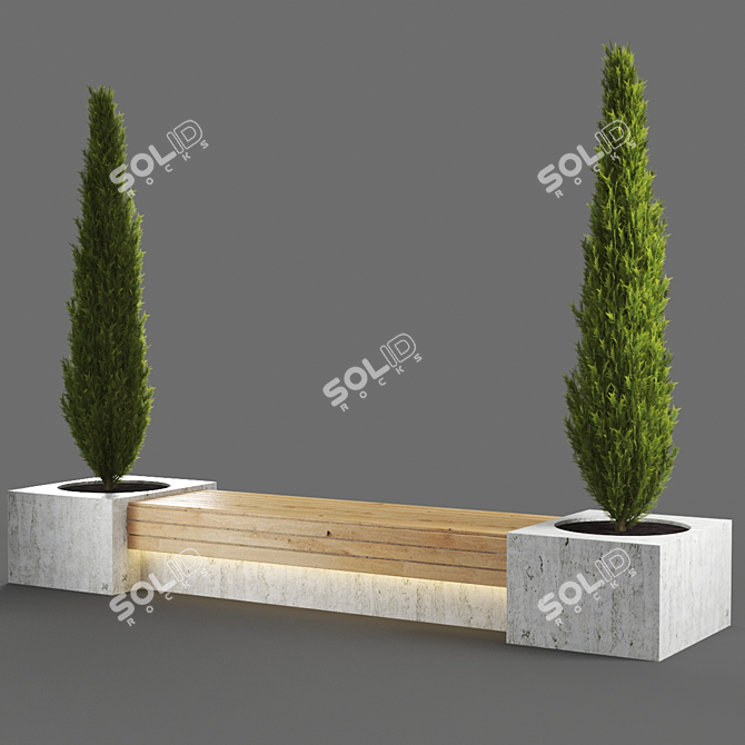 Elegant Poly Bench 3D model image 2