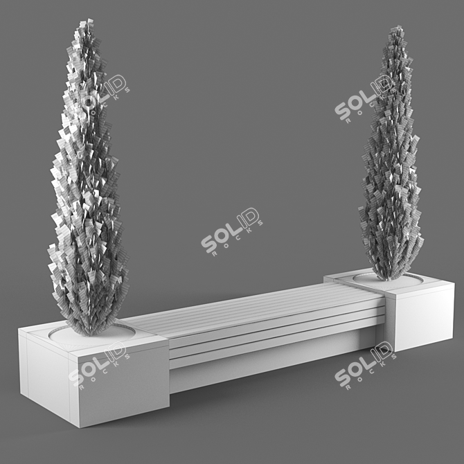 Elegant Poly Bench 3D model image 3