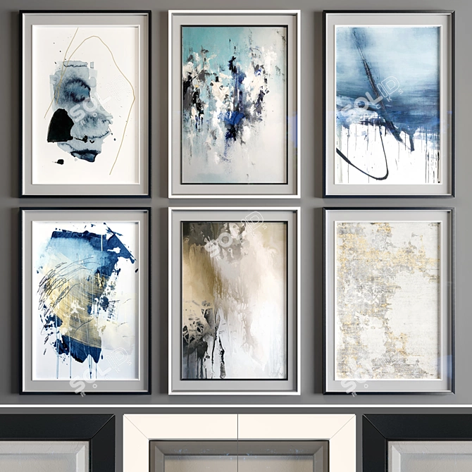 Multicolor Abstract Art Frames - Pack of 24 3D model image 4