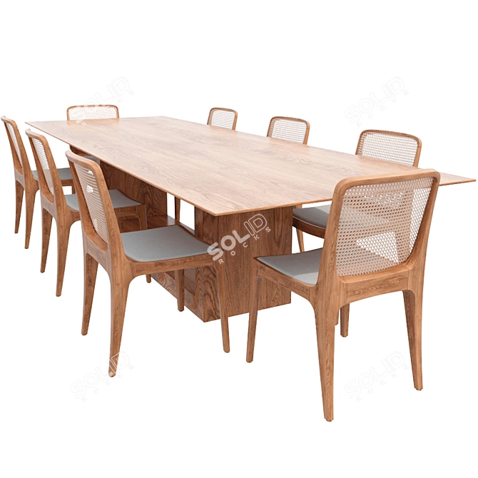 Wooden Bossa Palha Chair: High-quality 3D Model 3D model image 2