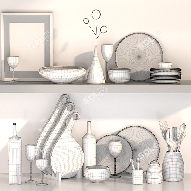 Stylish Kitchen Decor Set 3D model image 5