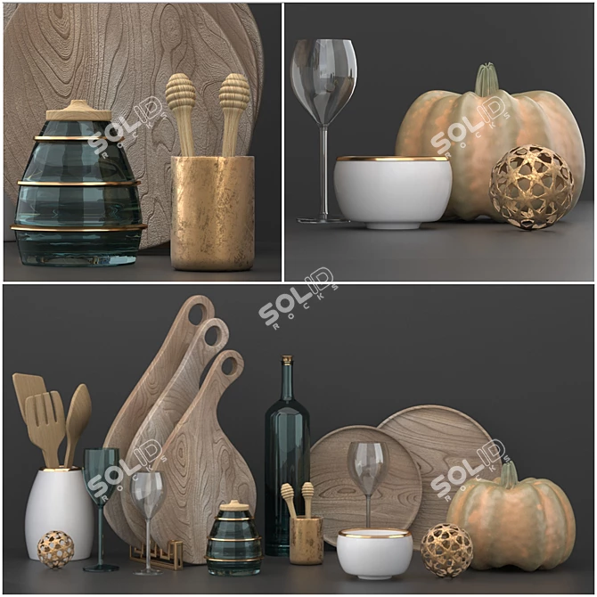 Stylish Kitchen Decor Set 3D model image 6