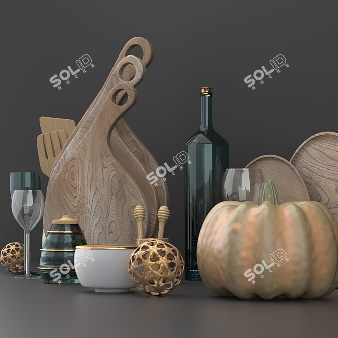 Stylish Kitchen Decor Set 3D model image 8