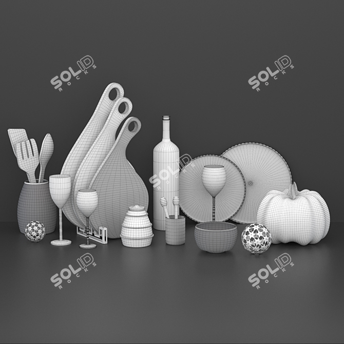 Stylish Kitchen Decor Set 3D model image 9