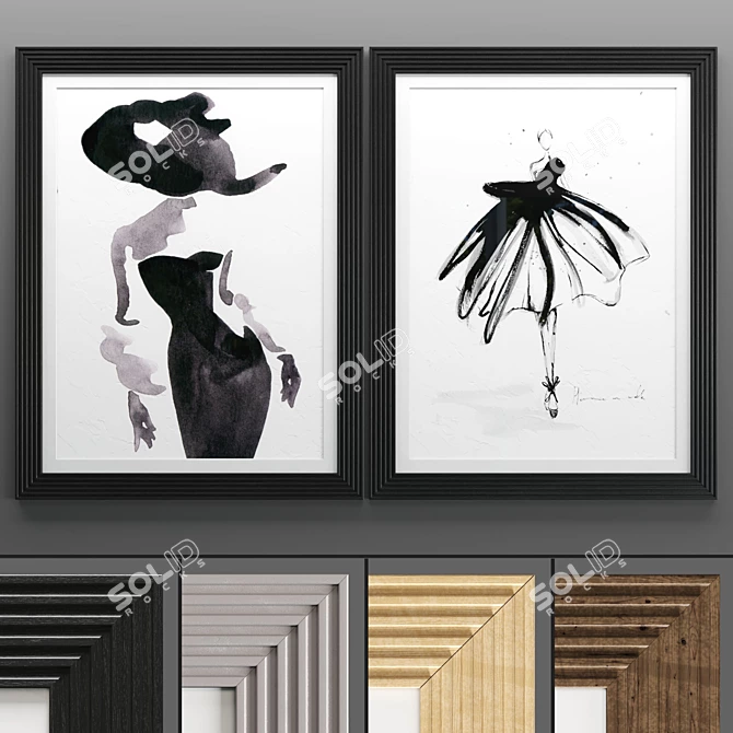 Sleek Art Frame 553: 2 Frames, 4 Textures! 3D model image 1