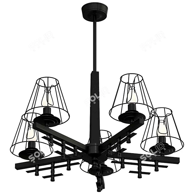 Sleek Bare Elegance Chandelier 3D model image 1