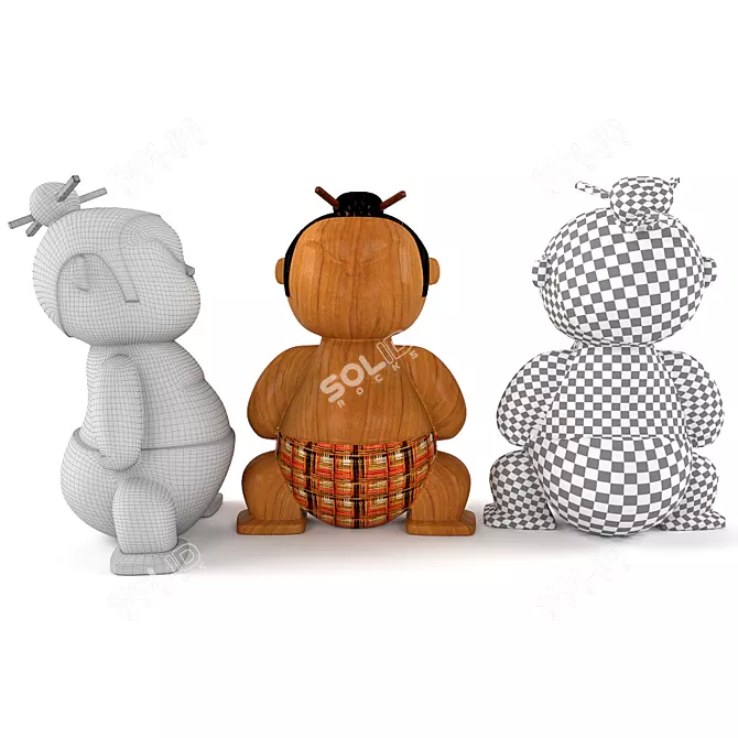 Mimushi: Collectible Wooden Toy 3D model image 4