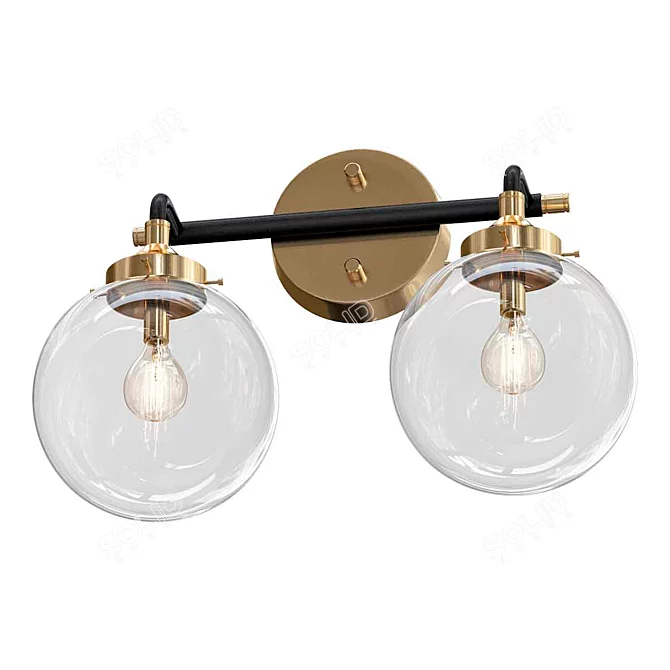 Gleaming Metal Globe Vanity Light 3D model image 1