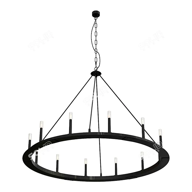 Sleek Iron Ring Chandelier 3D model image 1