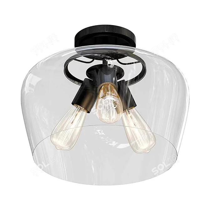 Elegant Black Clear Ashley Ceiling Light 3D model image 1